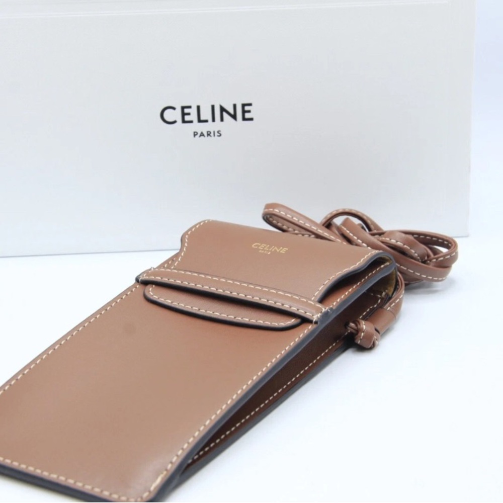 Celine Tan Leather sunglass pouch crossbody